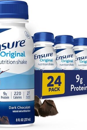 Ensure Original Dark Chocolate Nutrition Shake | Small Meal Replacement Shake | Ready To Drink | 9g Protein, 27 Vitamins and Minerals | 8 fl oz - 24 Pack