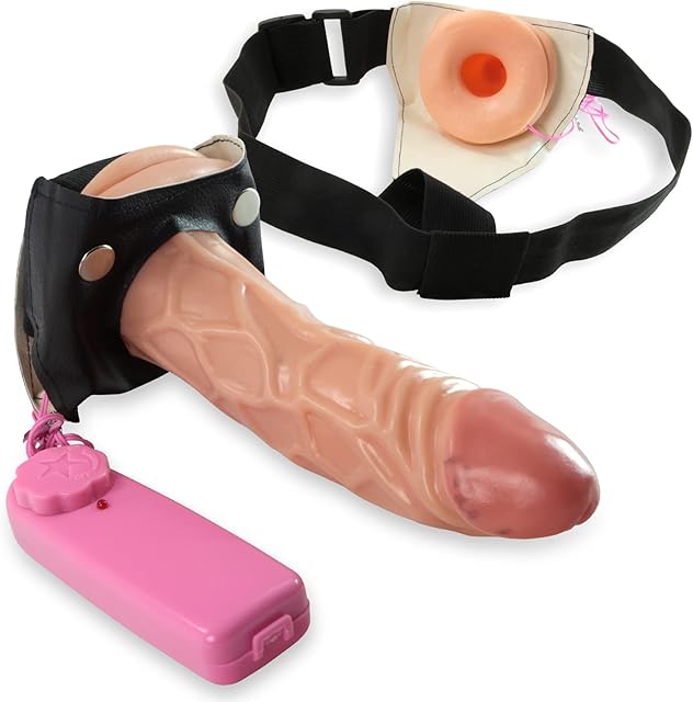 LeLuv Strap-On Male Hollow 7 Inch Vibrating Tip with Round Opening