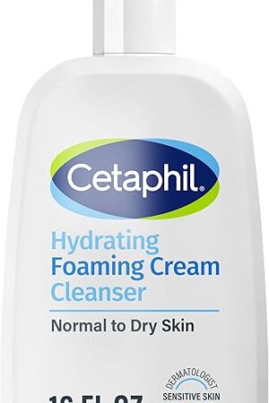 Cetaphil Cream to Foam Face Wash, Hydrating Foaming Cream Cleanser, 16 oz, For Normal to Dry, Sensitive Skin, with Soothing Prebiotic Aloe, Hypoallergenic, Fragrance Free