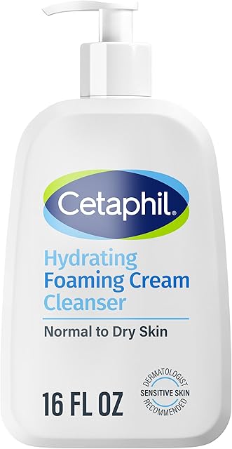 Cetaphil Cream to Foam Face Wash, Hydrating Foaming Cream Cleanser, 16 oz, For Normal to Dry, Sensitive Skin, with Soothing Prebiotic Aloe, Hypoallergenic, Fragrance Free