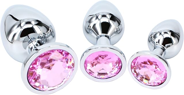3 pcs Steel Attractive Butt Plug Anal BDSM Jewelry, 3 Size Same Color