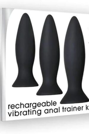 Adam & Eve Rechargeable Vibrating Anal Trainer Kit, 3 Piece Silicone Butt Plug Set, Small Medium Large Plugs for Beginners and Advanced, 9 Function Waterproof Anal Toy, USB Rechargeable Bullet Vibe