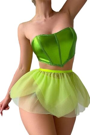 Women's Sexy Fairy Lingerie Set - Fairytale Fantasy Cosplay Costume Green