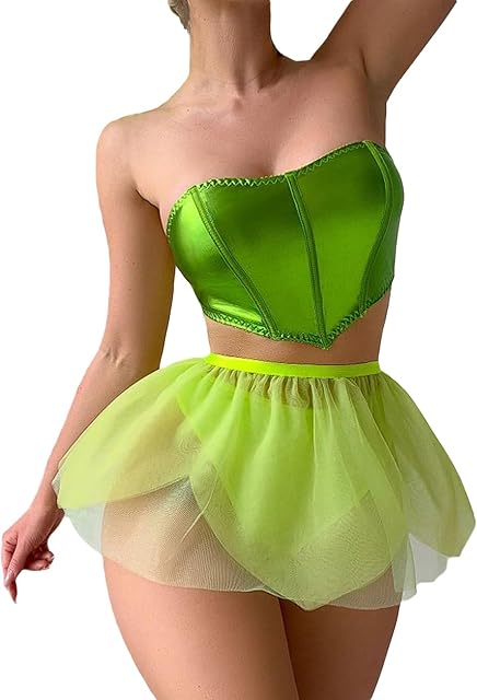 Women's Sexy Fairy Lingerie Set - Fairytale Fantasy Cosplay Costume Green