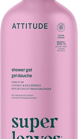 ATTITUDE Body Wash, EWG Verified Shower Gel, Dermatologically Tested, Plant and Mineral-Based, Vegan Personal Care Products, White Tea Leaves, 16 Fl Oz