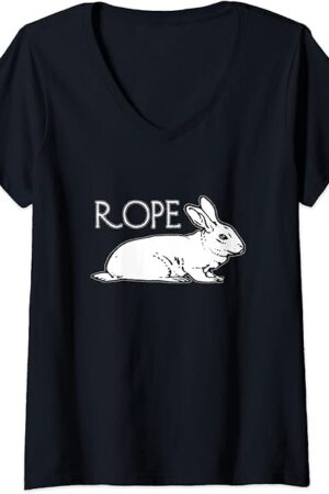 Womens BDSM Rope Bunny, Tied Up Kinkster, Dom Sub Rigger Fetish V-Neck T-Shirt