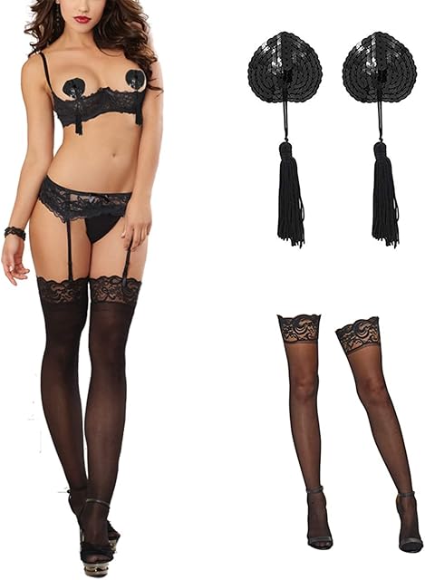 Women Lingerie Sets with Garter Belt Lace Teddy Babydoll Bodysuit Push Up Underwired Floral Bra and Panty Set