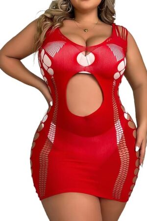 Womens Sexy Bodystocking Plus Size Valentine's Day Lingerie Red Lace Babydoll Lingeries Sexy Pajama Bodysuits for Women