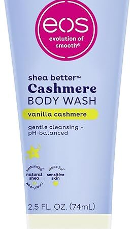eos Travel Vanilla Cashmere Body Wash- Travel Size Essential, Toiletries, Mini Body Wash, 2.5 fl oz