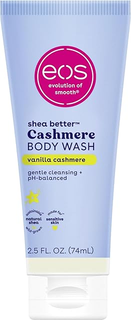 eos Travel Vanilla Cashmere Body Wash- Travel Size Essential, Toiletries, Mini Body Wash, 2.5 fl oz