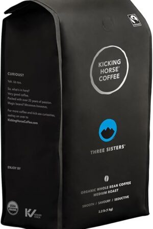 Kicking Horse Coffee, Three Sisters, Medium Roast, Whole Bean, 2.2 Pound - Certified Organic, Fairtrade, Kosher Coffee