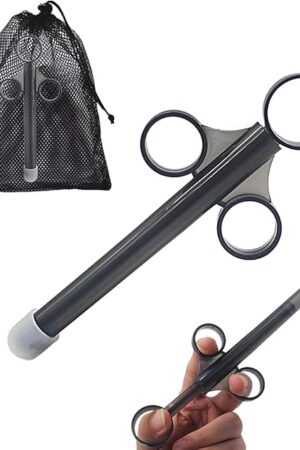 Anal Lube Applicator with 10ml Precise Scales, 6.5 Lube Injector Syringe Reusable Long, Silicone Lubricant Shooter with Storage Bag, Lubricant Applicator for Men, Women, Easy to Use and Clean