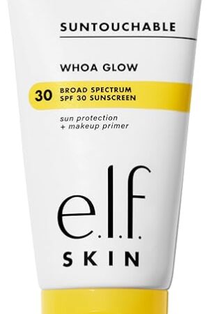 elf SKIN Suntouchable Whoa Glow SPF 30, Sunscreen & Makeup Primer For A Glowy Finish, Made With Hyaluronic Acid, Vegan & Cruelty-Free, Packaging May Vary, Sunbeam