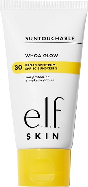 elf SKIN Suntouchable Whoa Glow SPF 30, Sunscreen & Makeup Primer For A Glowy Finish, Made With Hyaluronic Acid, Vegan & Cruelty-Free, Packaging May Vary, Sunbeam