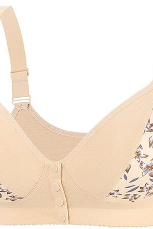 Women Front Closure Bras Floral Print Plus Size No Underwire Push up Bra Wireless Snap Closing Bra Comfy Everyday Bra