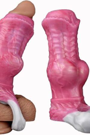 5.9in Men Penis Sleeve Dragon Penis Enlarger Sleeves: Silicone Penis Extender Sleeve with Cock Ring, Soft Men Penis Enlargement Sleeve Male Sex Toy (Red)