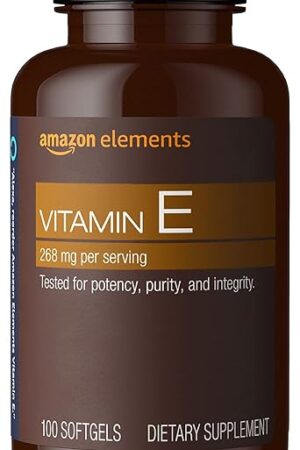 Amazon Elements Vitamin E, 400 IU, 100 Softgels, 100 days of supply (Packaging may vary)