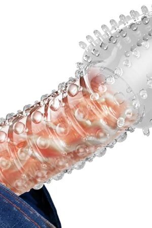 Dick Extender Girth Enhancer Penis Sleeve,Soft Clear Cock Enlarge Extender with Soft Spikes,Silicone Penis Sheath Cock Sleeve, Adult Male Sex Toys for Couples Pleasure