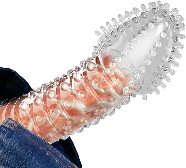 Dick Extender Girth Enhancer Penis Sleeve,Soft Clear Cock Enlarge Extender with Soft Spikes,Silicone Penis Sheath Cock Sleeve, Adult Male Sex Toys for Couples Pleasure