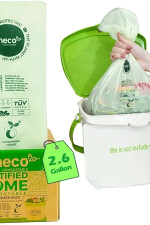 ANECO 100% Compostable Waste Bags 26 Gallon, Extra Thick Kitchen Small Compost Bags for Countertop Bin (100 Count)