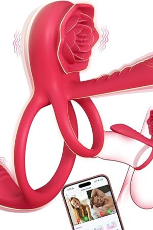 Vibrating Cock Ring Penis Sleeve with Rose Clitoral Stimulator, App Remote Control Penis Ring Vibrator, Couples Male Adult Sex Toys Games for Men Women, Healexcer Penis Extender Taint G Spot Sex Toy