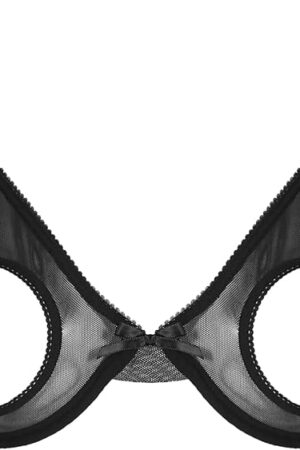 Women Sexy 1/4 Cup Sheer Lace Bra Push Up Underwired Shelf Bra Unlined See Through Bralette