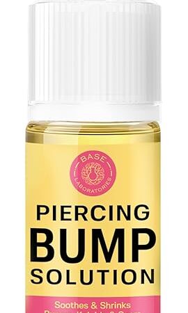 BASE LABORATORIES Piercing Bump Solution & Keloid Bump Removal | Soothing Piercing Aftercare for Piercing Bumps & Keloid Scar Removal | Ear & Nose Keloid Bumps Piercing Aftercare Solution Oil | 05 oz