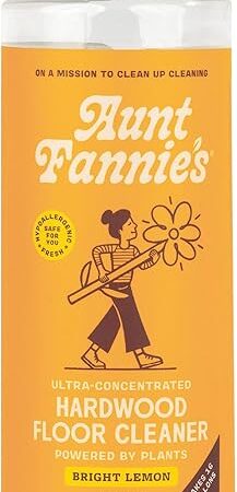 Aunt Fannie's Ultra Concentrated Hardwood Floor Cleaner, Vinegar-Free Plant Based Hardwood Floor Cleaner for Mopping, Bright Lemon Scent, 32 oz (Pack of 1)