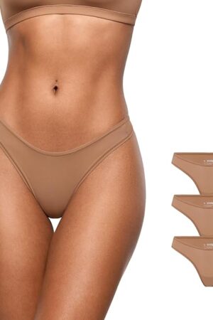 Women's Inbarely Soft Thong - No Show Sexy Panties Breathable V-waisted Ladies Underwear 3 Pack