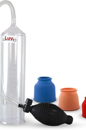 LeLuv Easyop 2.25 Inch by 9 Inch Cylinder Penis Pump Black Bgrip Ball Handle Clear Graduated Cylinder/Clear Collapse-Resistant Hose | 3 Sizes of Sleeve 1 Inch to 1.5 Inch