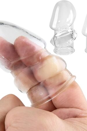 2 Pcs Reusable Penis Extender Sleeve Enlarge,Soft Stretch Cock Girth Enhancer Sleeve Enlargement,Delayed Ejaculation G Spot Stimulation Glans Condom,Male Adult Sex Toys for Men Couples
