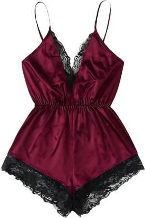 Women Sexy Silk Satin Lace Pajamas Sets Sleepwear Onesie Lingerie Sleep Loungewear Set Cami Tank Crop Tops Shorts Set