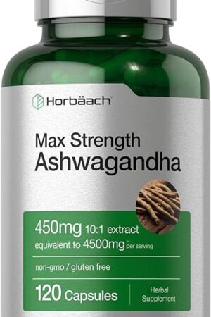 Horb?ach Ashwagandha Supplement | Max Strength | 120 Capsules | Non-GMO, Gluten Free