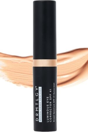 DRMTLGY Luminous Eye Corrector SPF 41, Under Eye Color Corrector for Dark Circles, Anti-Aging Tinted Eye Cream, Hydrating Eye Serum with Peach Undertone FSA/HSA Eligible, Medium