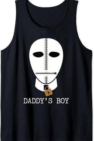 Daddy's Boy Mask with Lock - BDSM Bondage Leather Fetish Tank Top