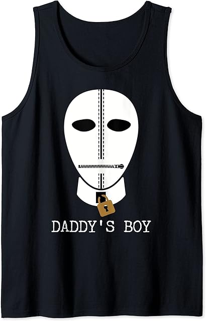 Daddy's Boy Mask with Lock - BDSM Bondage Leather Fetish Tank Top