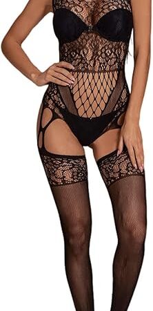 Women Fishnet Bodystocking Bodysuit Babydoll Lingerie High Elasticity Sleepwear Tight Nightwear Sexy Lingerie