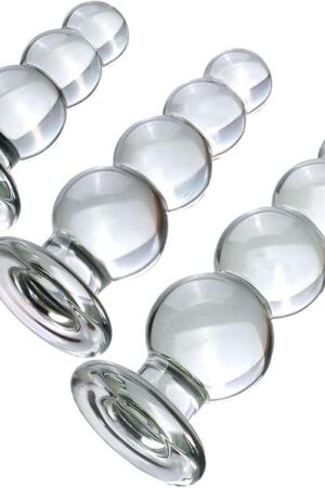 Glass Pleasure Wand Crystal Dildo Glass Dildo Butt Plug Anal Beads Anal Plug 3 Sizes Anal Sex Toy (L)