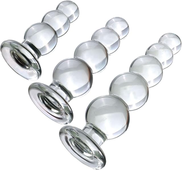 Glass Pleasure Wand Crystal Dildo Glass Dildo Butt Plug Anal Beads Anal Plug 3 Sizes Anal Sex Toy (L)