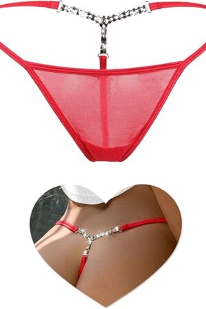 G-String Thongs for Women T-Back Thong Plus Size Panty Rhinestones Shine Strap Tagas Glitter Underwear