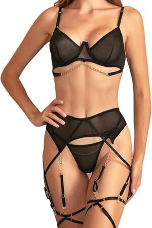 Gold Chain Black lingerie set
