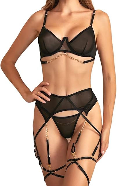 Gold Chain Black lingerie set