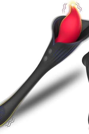 G-spot Clitoral Vibrator Sex Toys - 2 in 1 Powerful Nipple Vagina Clitoris Anal Massager Adult Toys Dildo with 10 Vibrating Modes, Waterproof Clit Licking Flower Finger Stimulator for Women