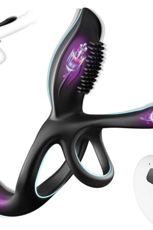 KUSHOR Vibrator for Couple, 3 in 1 Vibrating Cock Ring with 10 Modes, Men's Penis Rings Vibrators, Perineum Mens Vibrator, G spot, Clitorals Stimulator for Women, Sex Novelties, Adult Sex Toys & Games