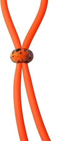 A Cock Ring Adjustable Silicone Orange Cord with Colorful Orange Pearlized Porcelain Bead for Tension Control Tight Accurate fit