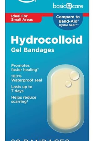Amazon Basic Care Advanced Fast Healing Hydrocolloid Gel Bandages, Regular 20