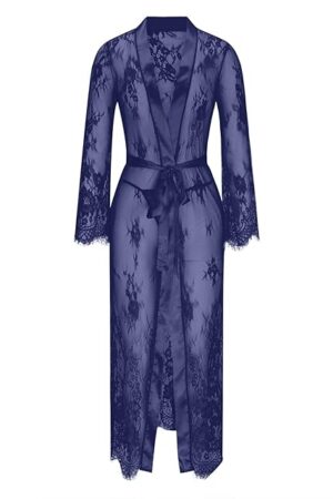 Women Long Floral Lace Kimono Robe Sexy Babydoll Lingerie Sheer Mesh Chemise Nightgown Bridesmaid Swimsuit Cover Up