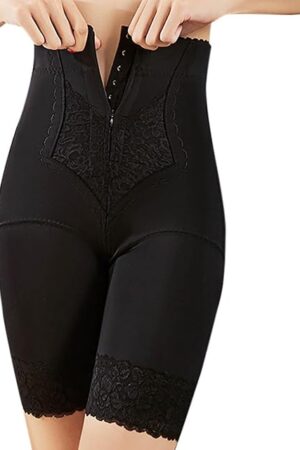 Zipper Front Body Shaper Shorts Shapewear for Women High Waisted Sexy Lace Tummy Control Thigh Slimming Underwear