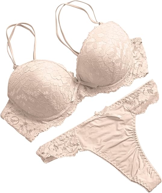 Women's Sexy Lace Lingerie Underwire Push Up Lifting Double Shoulder Strap Bra and Thongs Panty Two Piece Set