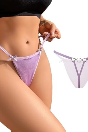 Women G-String Thongs Panties T Back High Waist Seamless Underwear Sexy Heart Shape Chain